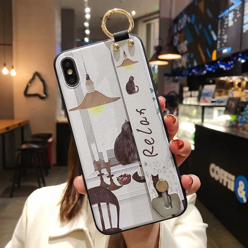 Funny Cat Wrist Strap Phone Holder Cover