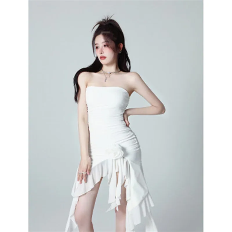 

Hot Sale Summe Vintage Vestidos Simple White Chic Bodycon Chiffon Spelling Party Dress Women Sheath Pencil Dresses