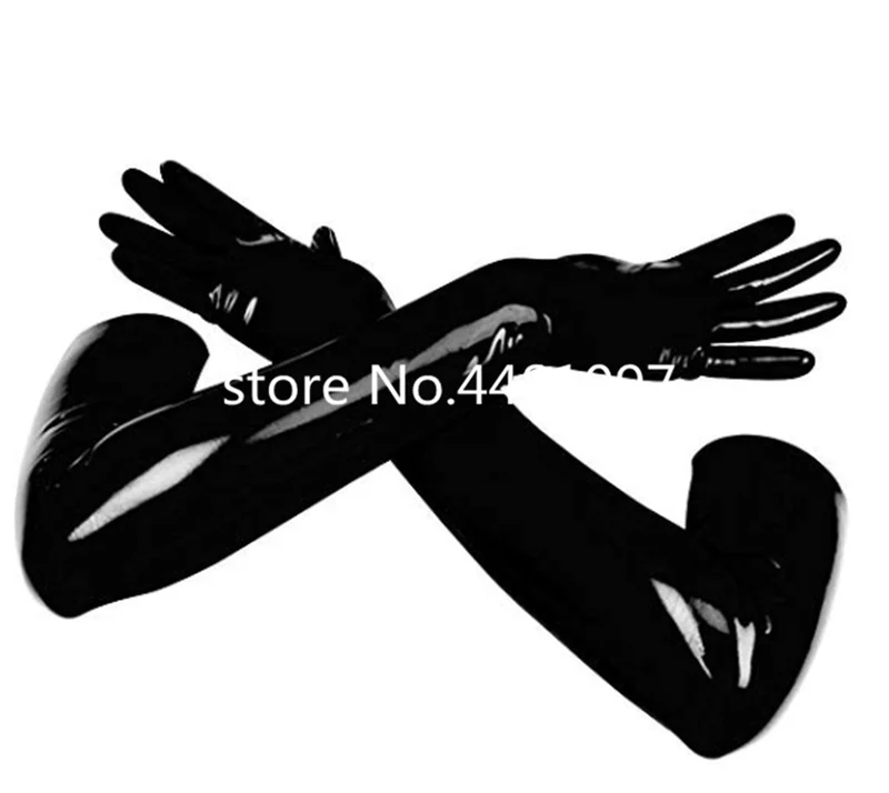 Unisex Latex Rubber Gloves Black Moulded Seamless Shoulder Length Long Fetish Gloves Culb Wear Cosplay Costumes for Women cosplay gloves latex gloves