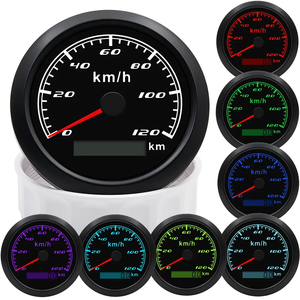 Geloo 85 mm GPS-Tacho, 7 Farben Hintergrundbeleuchtung 60 km/h  Kilometerzähler Geschwindigkeitsmesser für Motorrad, Marine, Boot, Auto,  LKW mit GPS-Antenne : : Sport & Freizeit