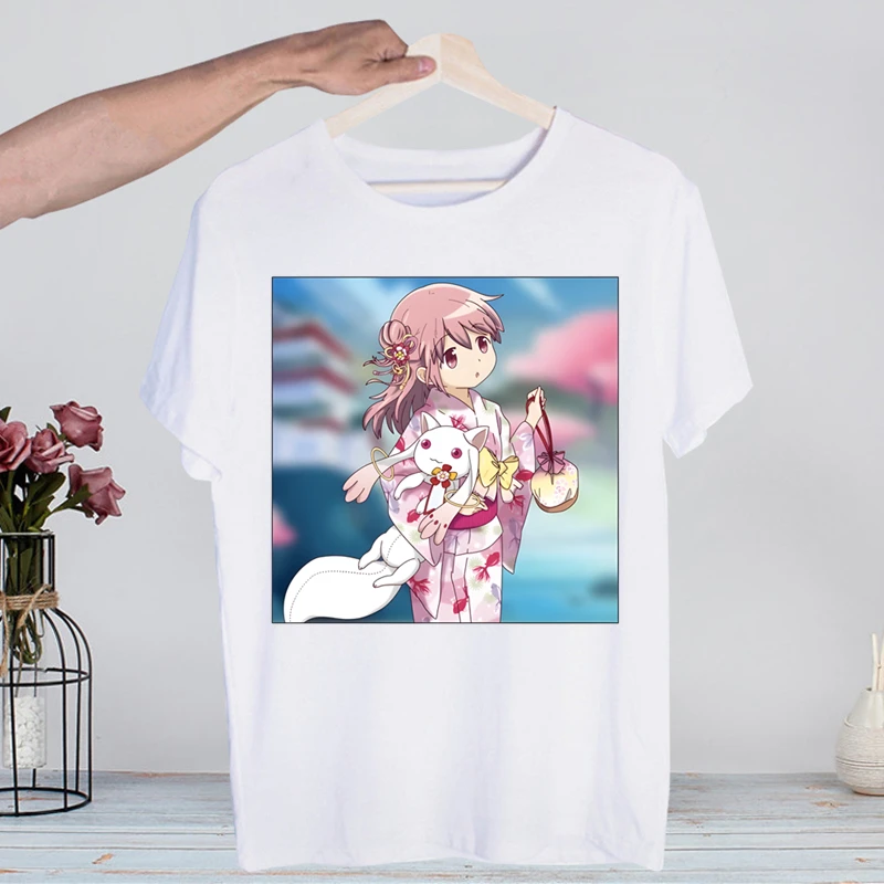 Retro Washed Madoka Magica Graphic Tee - Men’s Harajuku Streetwear