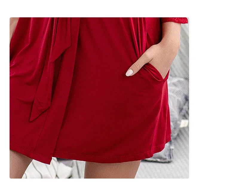 Large Size Solid Color Knit Cotton Robe for Women Bathrobe European Style Lace Loose Nightdress Sleeping Ladies Night Gown