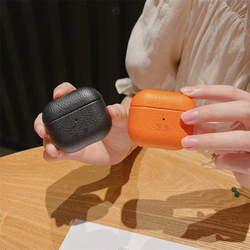 Airpods 3 Pro 2 1 용 고급 열매 피부 하드 이어폰 케이스 무색 이름 문자 맞춤형 맞춤형 보호 커버 케이스