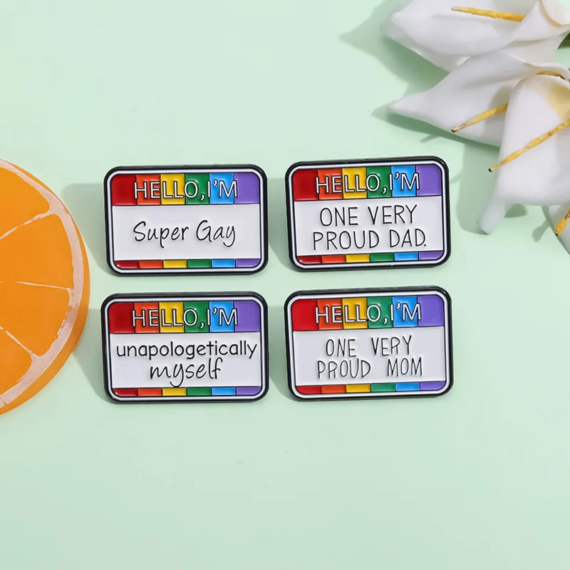 CuteRainbowLetterNameplateBroochCreativeEnglishSentenceMetal