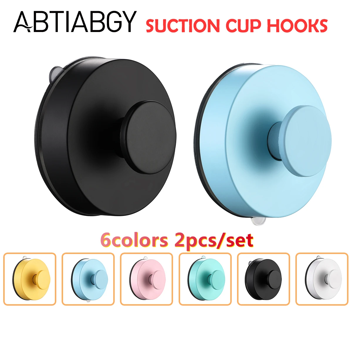 

2pcs Mix Strong Vacuum Suction Cup Hooks Reusable Heavy Duty Wall Hook Hanger For Home Bathroom Kitchen Shower 6 Colors