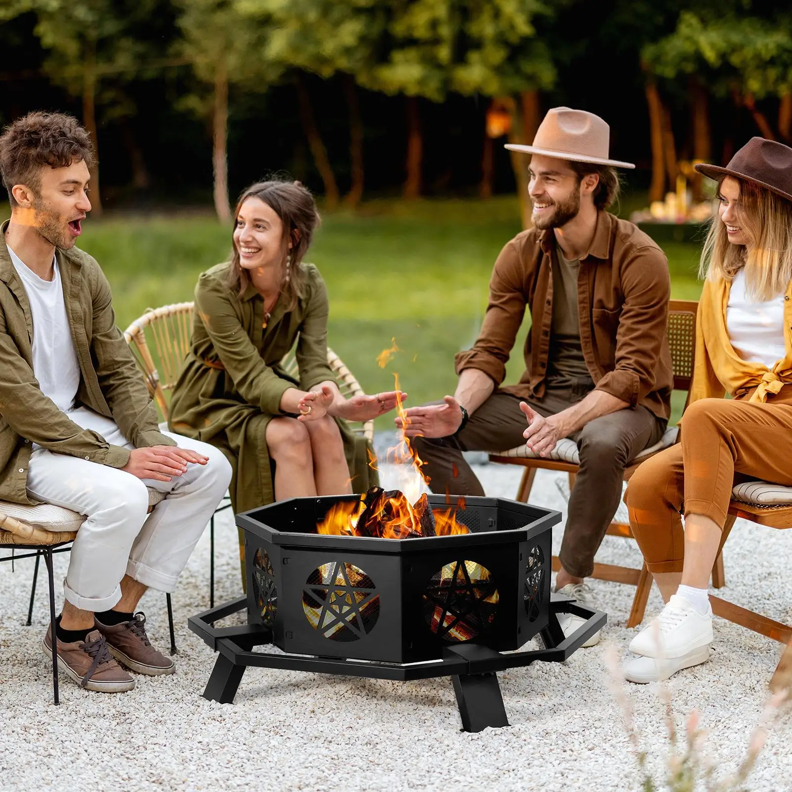 43-Inch Outdoor Fire Pit Perfect for Backyard Gatherings & Cozy Evenings