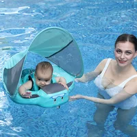 Mambobaby Baby Swimming Float with Canopy Swunshade Animal Cartoon Summer Pool Accessories Chest Infant Floating Ring Toy 1