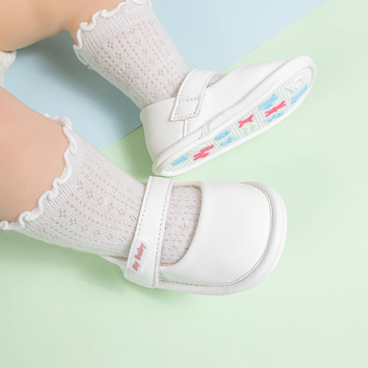 KIDSUN Fashion Black Leather Baby Shoes Girls Infant Non-Slip First Walker Crib Shoes Princess Wedding Dress Shoes Ballet Flats 4