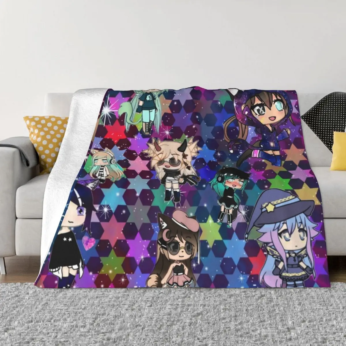 

Gacha Life Girl bundle pack stars Throw Blanket Luxury Designer Blanket bed plaid anime blanket Retro Blankets