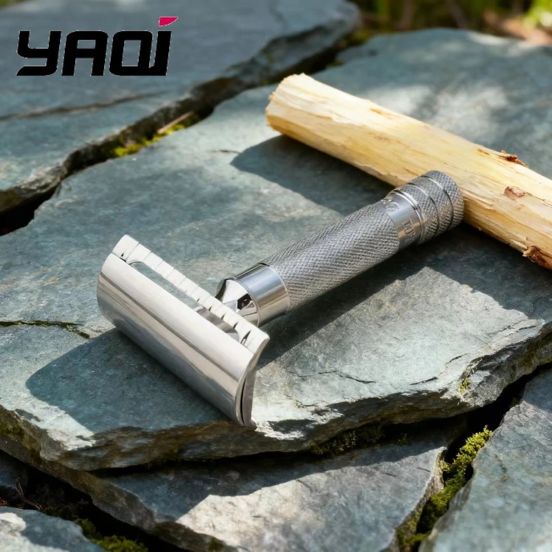 야치 사선형 스테인리스 스틸 안전 면도기 0.35mm 블레이드 간격 고품질 바버 그레이드 남성용 여행용 면도 도구