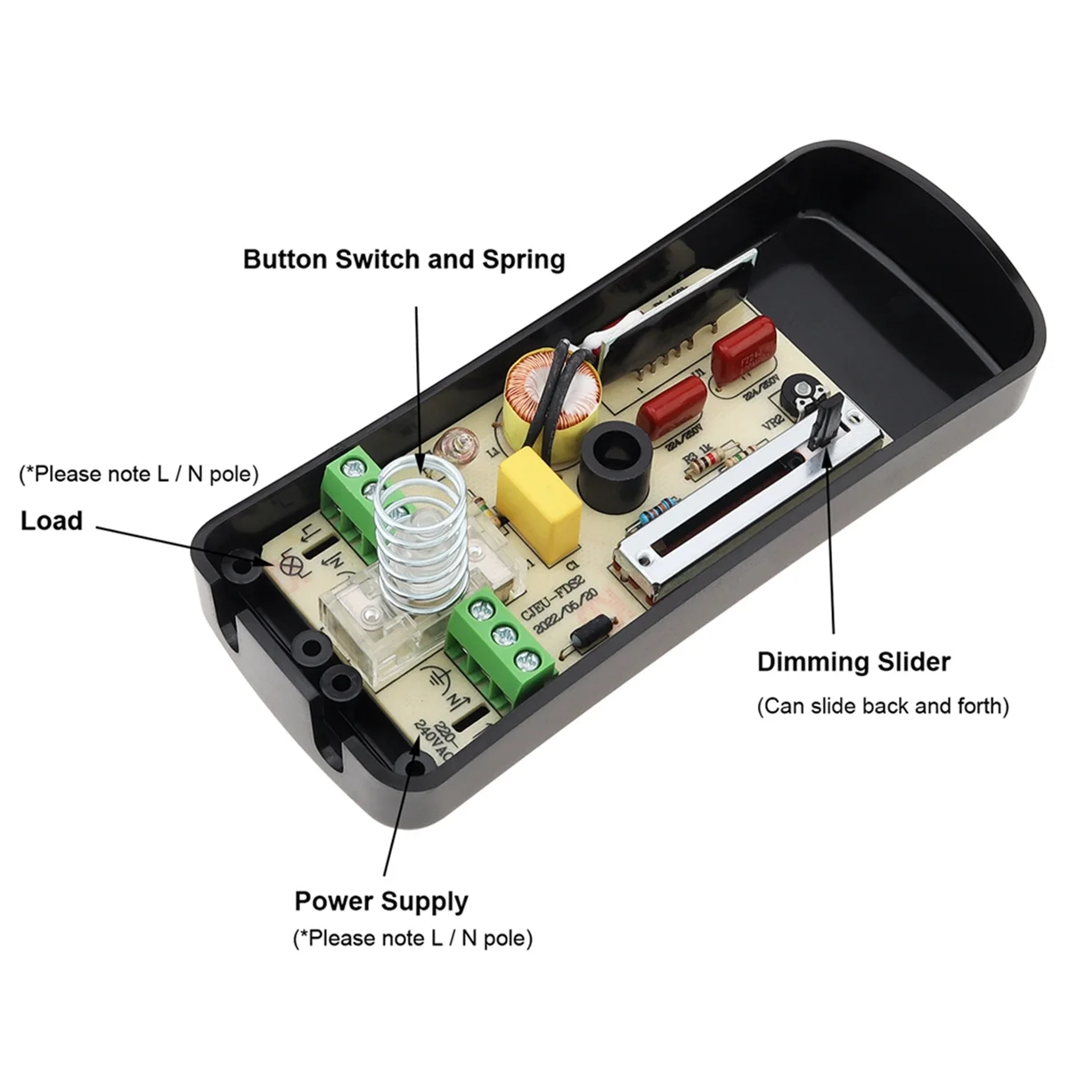 220V Foot Dimmer Switch Foot Operated LED Dimmer Switch Full Range Inline Slide Control for Floor Lamp / LED Lamp