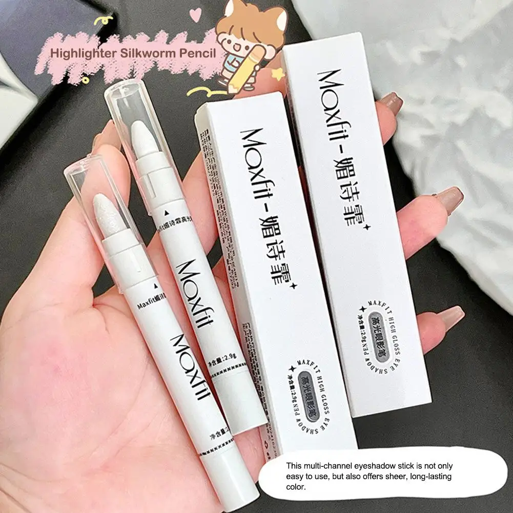 1pc Shimmering Highlight Stick Glitter White Eyeshadow Pencil For Bright Eyes Dazzling Effect Makeup Highlighter Pencil