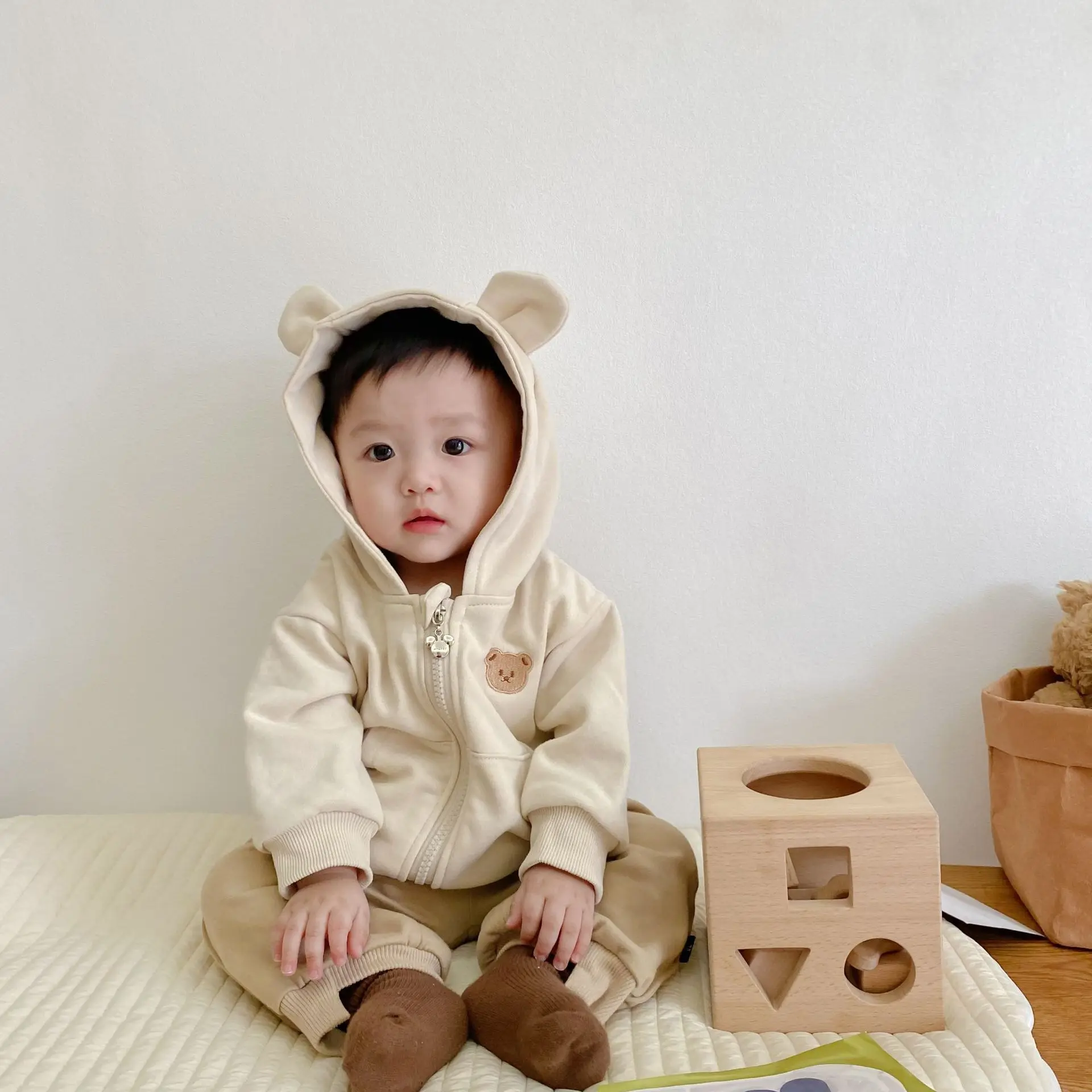 Autumn New Baby Cute Bear Ear Hooded Coat Infant Boy Casual Cardigan Toddler Girl Cardigan Jacket Kids Hoodie Baby Clothes