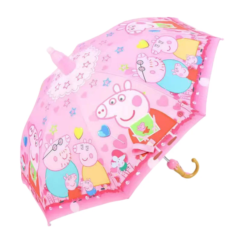 

New Peppa Pig My Little Pony Princess Elsa Cartoon Cute Children's Umbrella Creative Kawaii Parasol Long-Handed Umbrella Gift