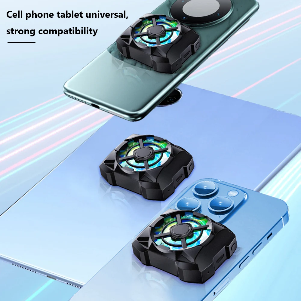 Rechargeable Wireless Phone Cooling Fan with Adjustable Speeds and Blue Light
