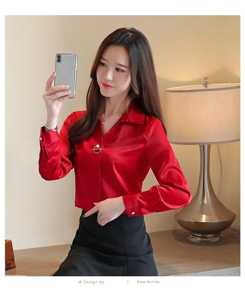 Women Clothes New Thin Spring Autumn All-match Korean Long Sleeve Shirt Tops Buttons Solid Polo Neck Blouse Trend Fashion
