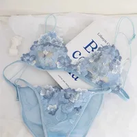 Embroidered Lace Bralette Wireless Triangle Bra Women Hollow Out No Underwire Comfort Everyday Sexy Pure T-Shirt Bra Set MOYISU