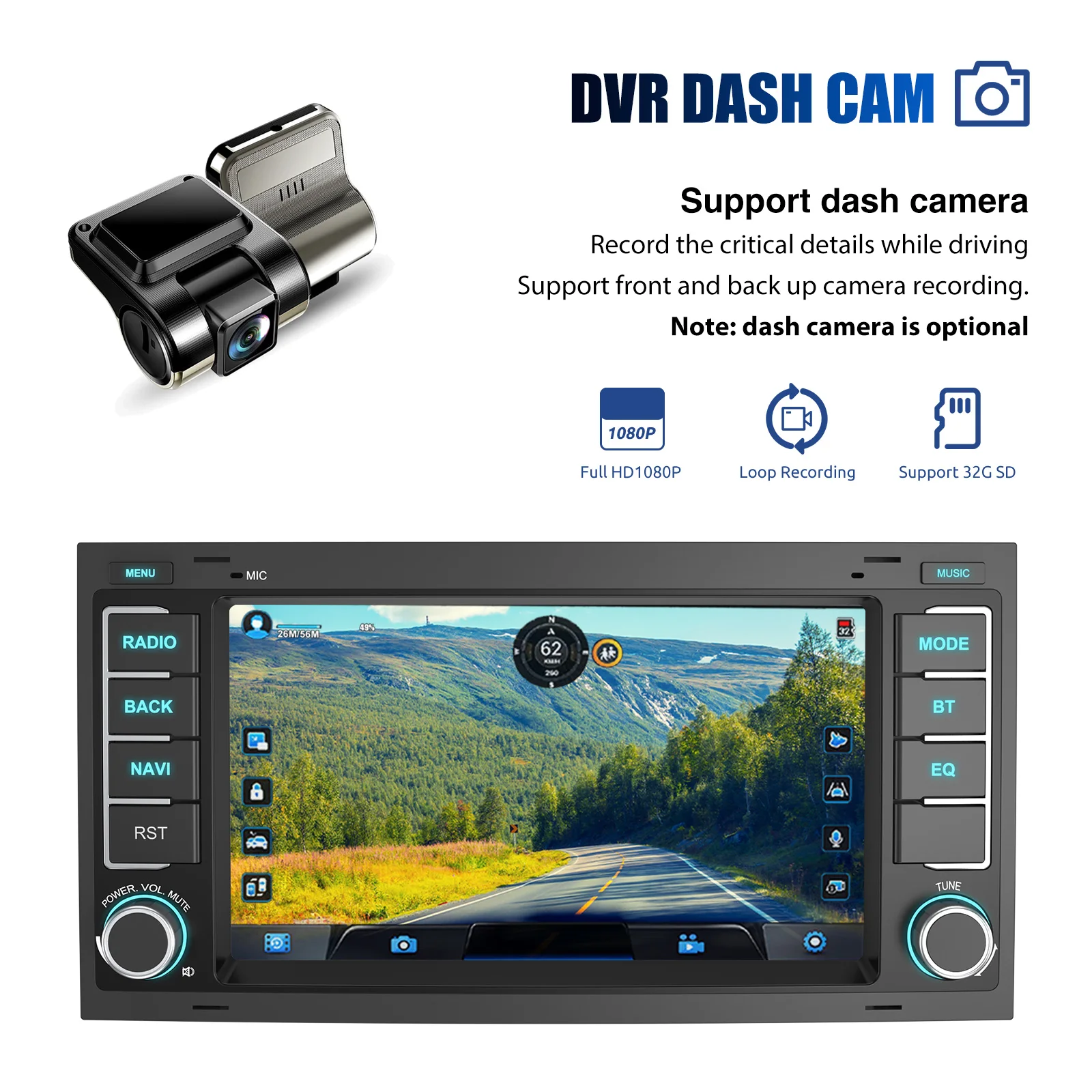ESSGOO Autoradio Android15 7" 4+64G/6+128G/2+64G für VW Touareg 2003–2010 / T5 Multivan/Transporter 2003–2015 Wireless CarPlay GPS Navigation Android Auto RDS FM Bluetooth RDS Mirror Link Touchscreen Lenkradsteuerung – Detail 30