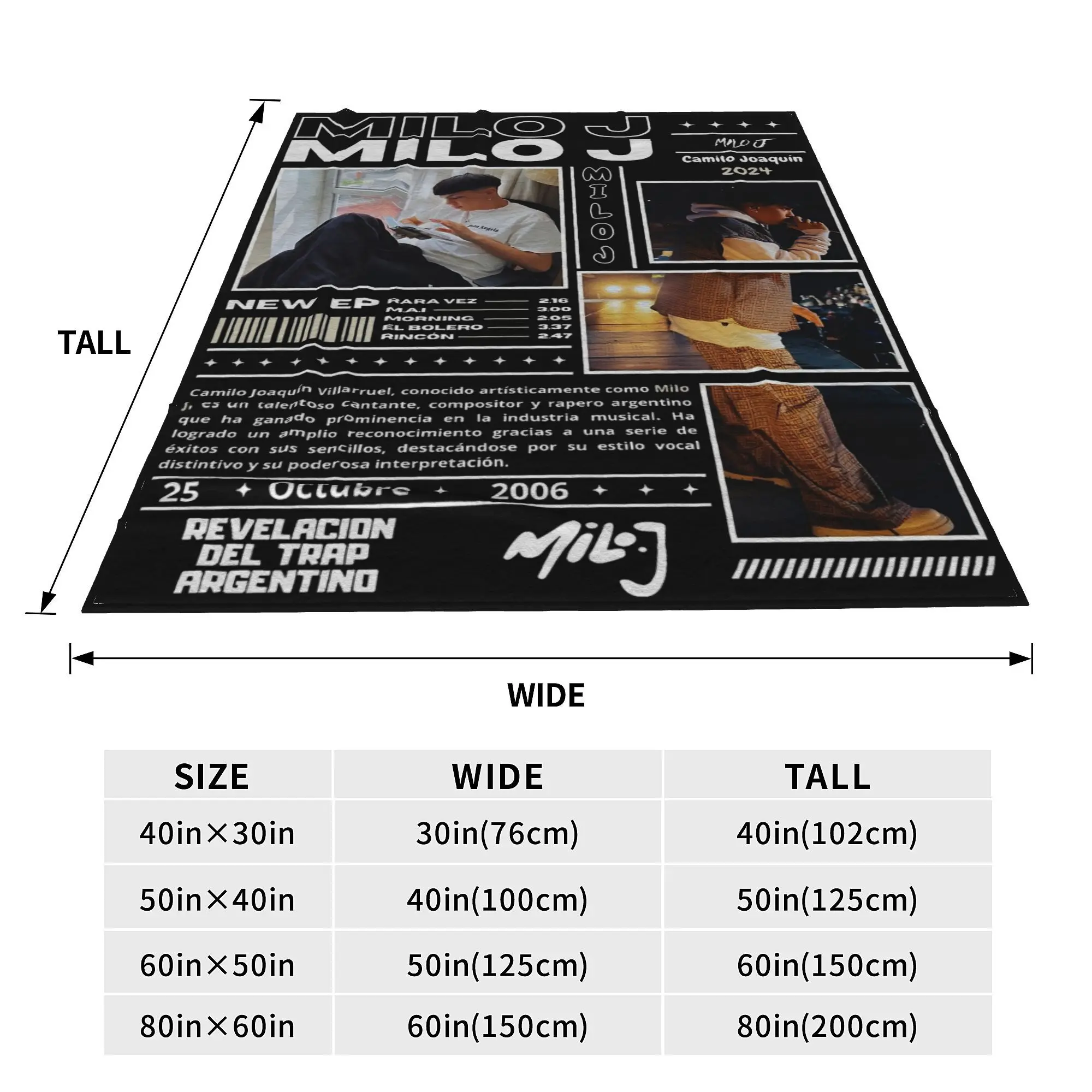 Super Soft Milo J Argentine Rapper Throw Blanket Premium Flannel Fleece Lightweight Pop Music Bed Blanket Cozy Warm Blankets 6