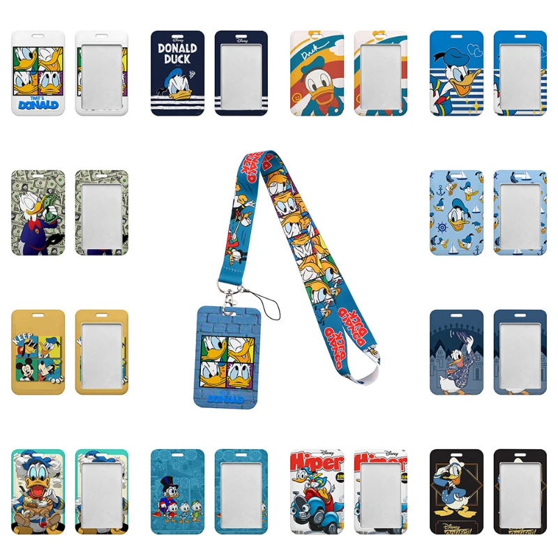 Cartoons Disney Donald Duck Cute Kids Key lanyard Keychain Office ID Card Pass Lanyard buckle Badge Card Holder 1