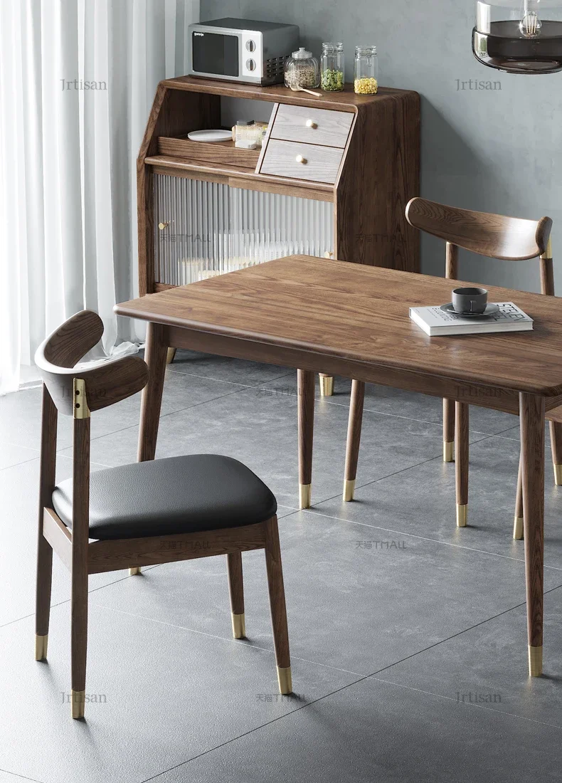 

Nordic all ash book chair solid wood chair soft bag designer Modern walnut dining chair is light and luxurious.