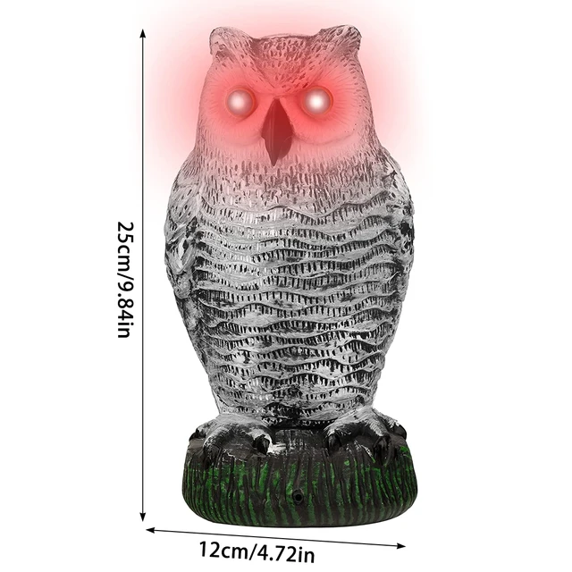 Bagoly Ijesztő Madárvezérlő Eszközök Vízálló Hamis Madárijesztő Villogó Szemmel Hang Élethű Owl Szobor - Image 6