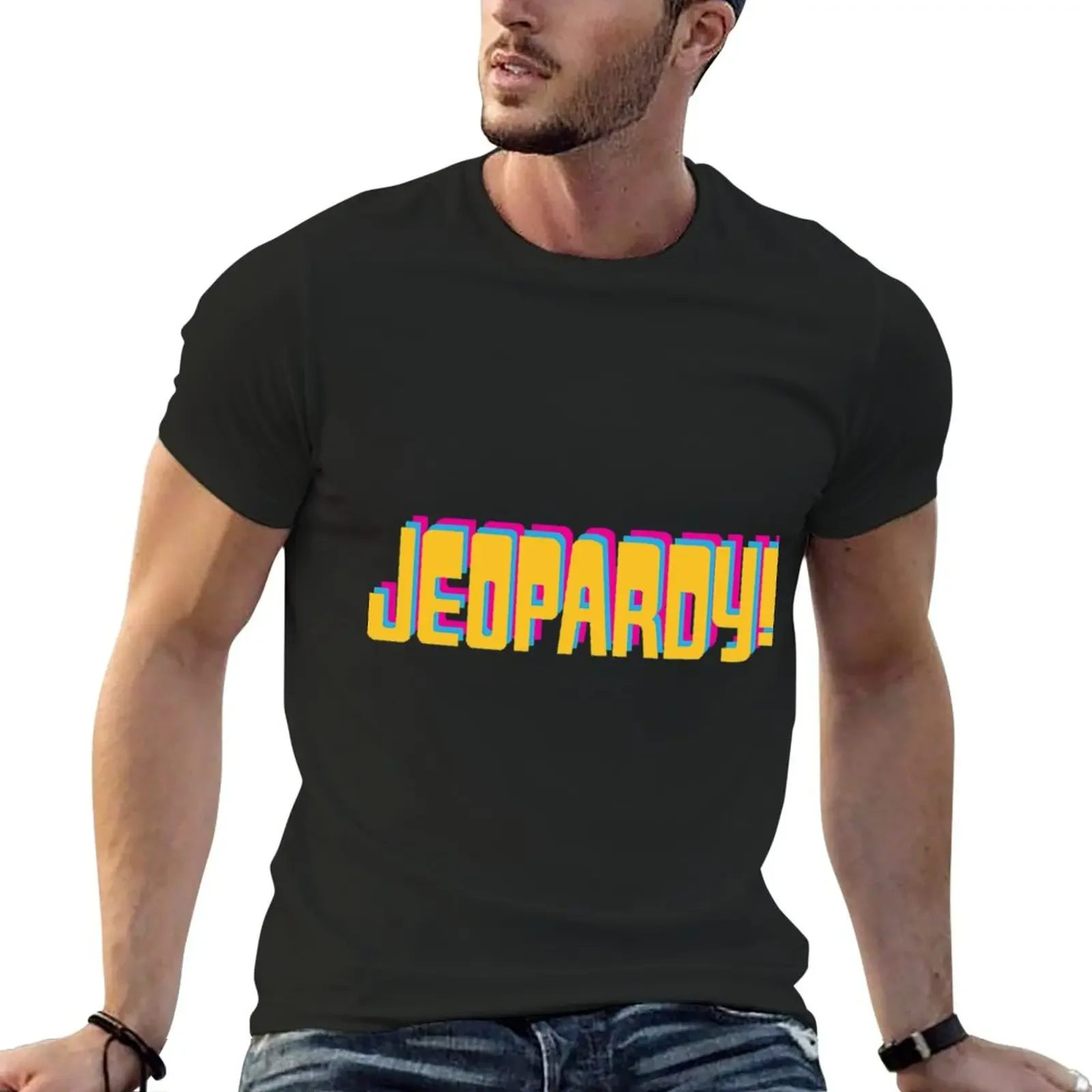 

retro jeopardy T-Shirt blacks oversized kawaii clothes black t shirts for men