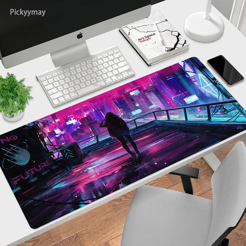 Cyberpunk hd Print Mouse Pad Espessado Borda de Bloqueio Jogos Superdimensionados Teclado Tapetes de Mesa Tapete Grande Tapete de Mesa 90x40cm - Imagem 6