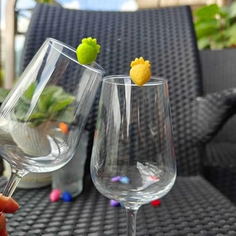 Strawberry Silicone Wine Charms and Coaster Set for Celebrations and Summer Gatherings