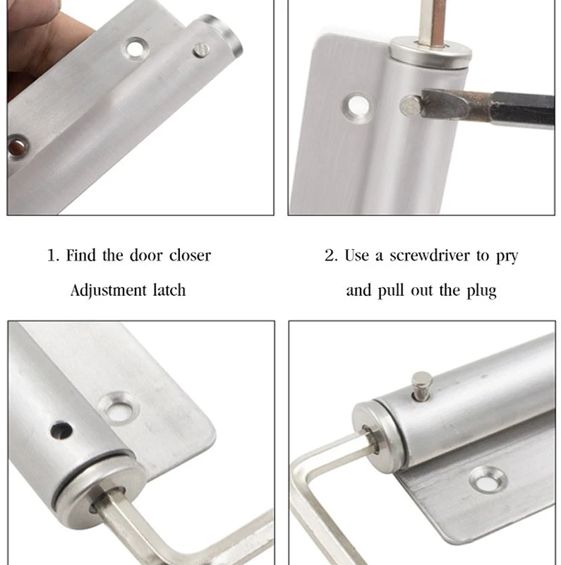 Adjustable Door Closer,Aluminum Alloy Automatic Door Closer,Spring Automatic Closing Device,Suitable For Many Types Of