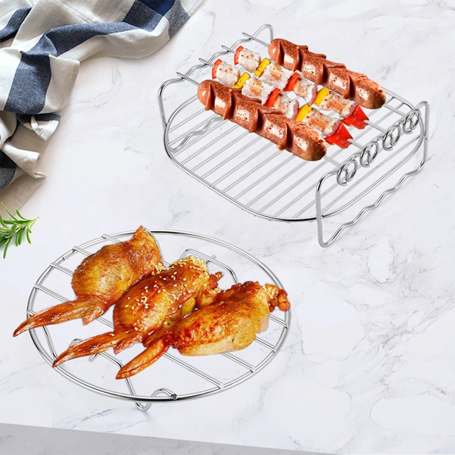 Air Fryer Grill Grid for Ninja Stainless Steel Rectangle Roasting Rack  Durable BBQ Skewer Stand Oven Airfryer Accessories - AliExpress