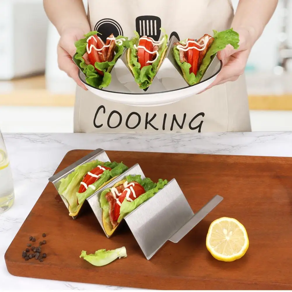 Oven Taco Holder Stackable Burrito Stand Stainless Steel Safe BPA Free Taco Tray Dishwasher Safe Rack Kitchen Accessories