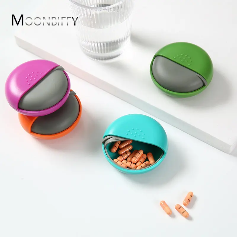 Portable Rotating Round Pill Box Mini Cute Storage Pill Box Rotating Drug Gum Container Coin Jewelry Storage Organizer