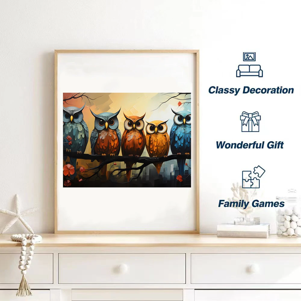 Owl Family ooden Puzzle, Uniquely Irregular Animal Shaped Wooden Jigsaw Puzzles - A Creative Gift For Teenagers & Adults! 4
