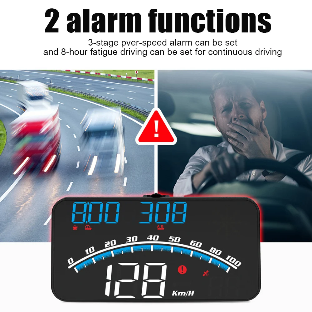 Car Head Up Display GPS HUD Digital Speedometer Projector Speed Alarm PC +  ABS