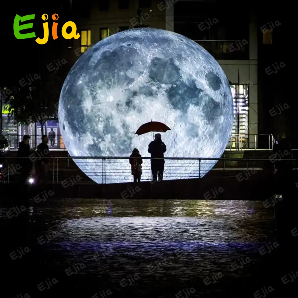 PVC Airtight  Giant LED Lighting Moon Balloon Inflatable Globe Planet Solar System Balloon For Decorations Advertising Hanging 2