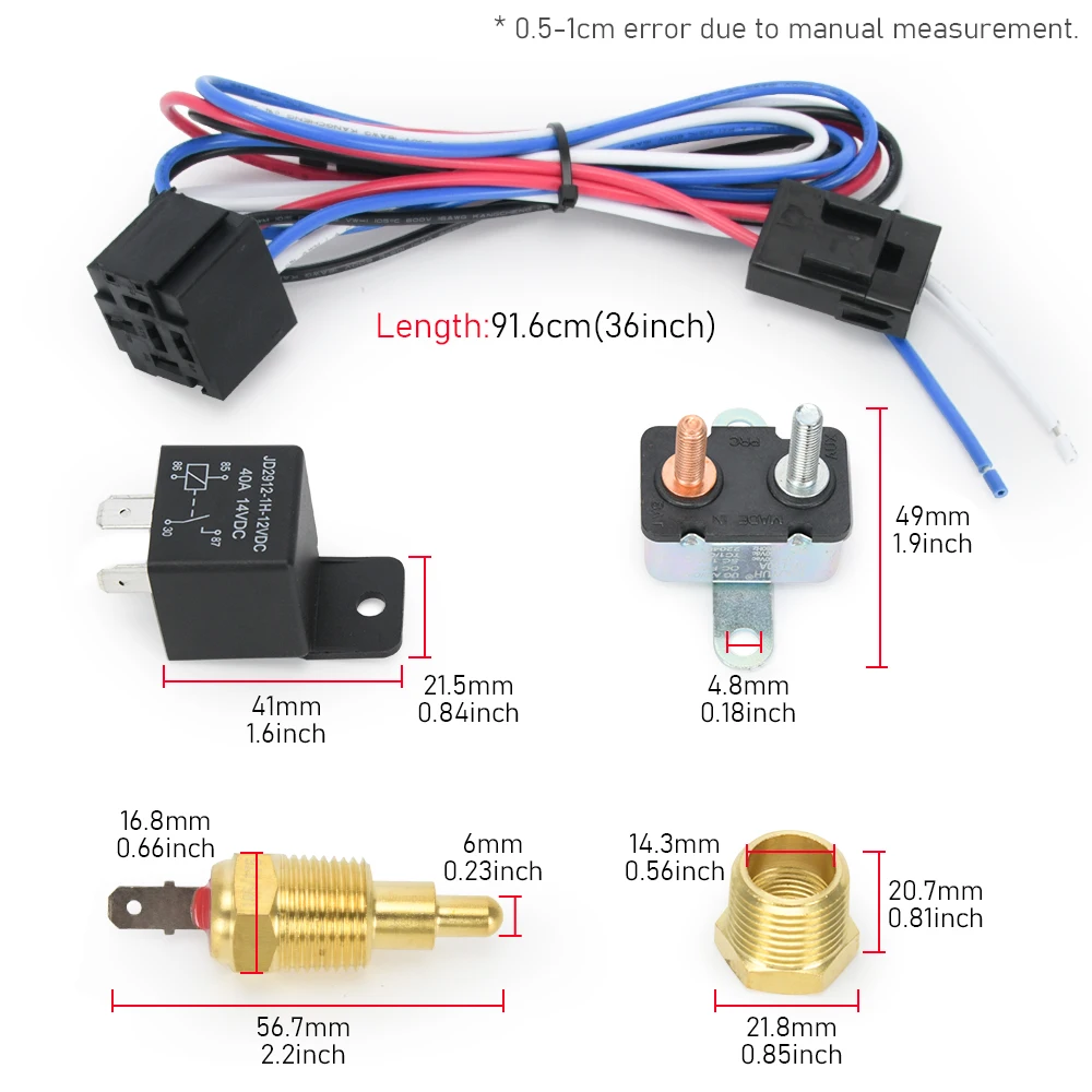 175-185 Degree Car Cooling Fan Thermostat Switch Car Fan Sensor Relay Harness Kit 12v Automotive Accessories digital thermatic switch