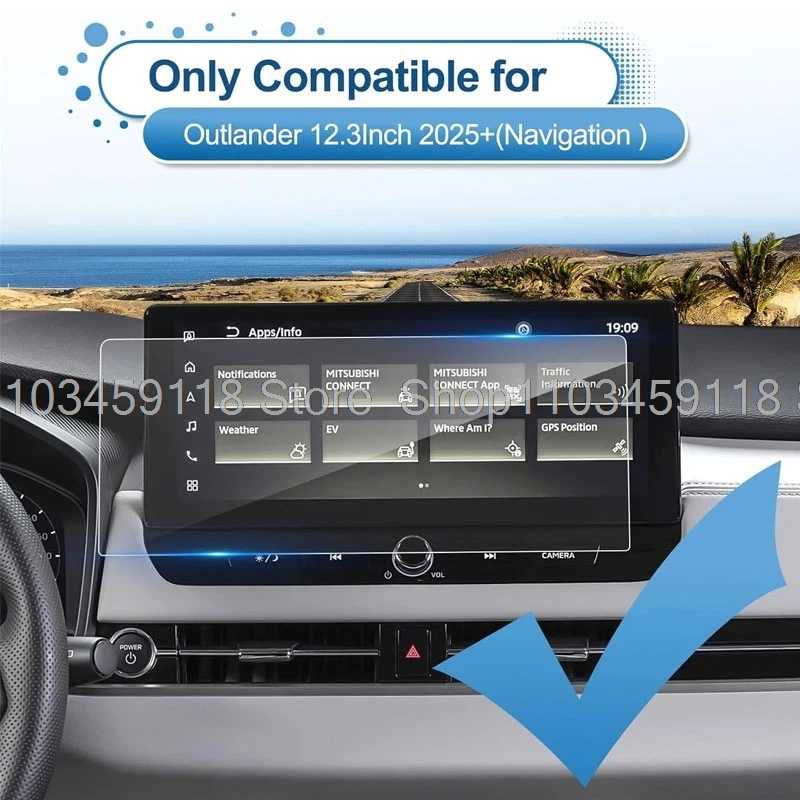 Displayschutzfolie aus gehärtetem Glas für Mitsubishi Outlander 2025 2026, 12,3 Zoll, Autoradio, GPS-Navigation, kratzfeste Folie – Detail 2