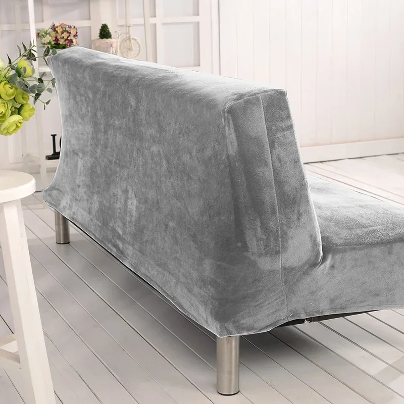 Plush Sofa Bed Cover Solid All-inclusive Slipcover for Sofa Bed without Armrest Couch Covers for folding