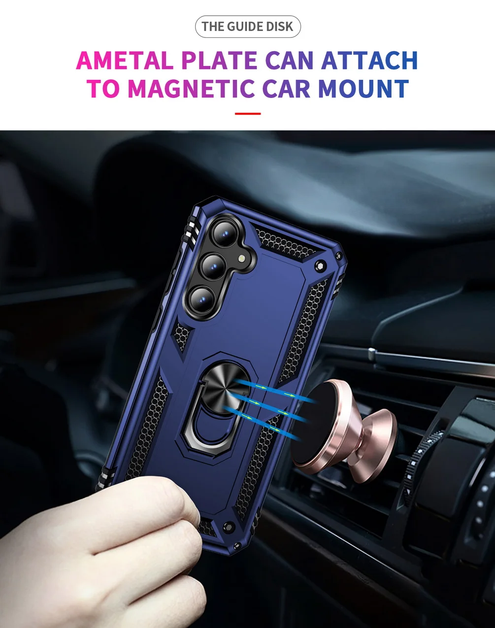 Durable Armor Shockproof Phone Case with Metal Ring Holder