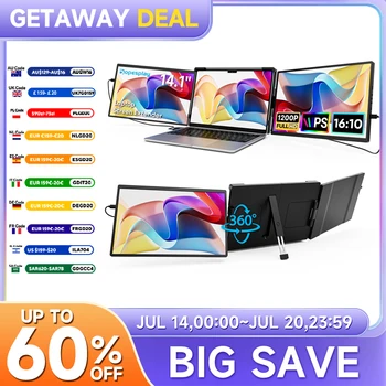 Dopesplay Prolunga schermo per laptop da 14,1 pollici Triple Dual FHD 1200P IPS Monitor portatili per Windows MacBook Chrome 13,3-17,3 pollici 1