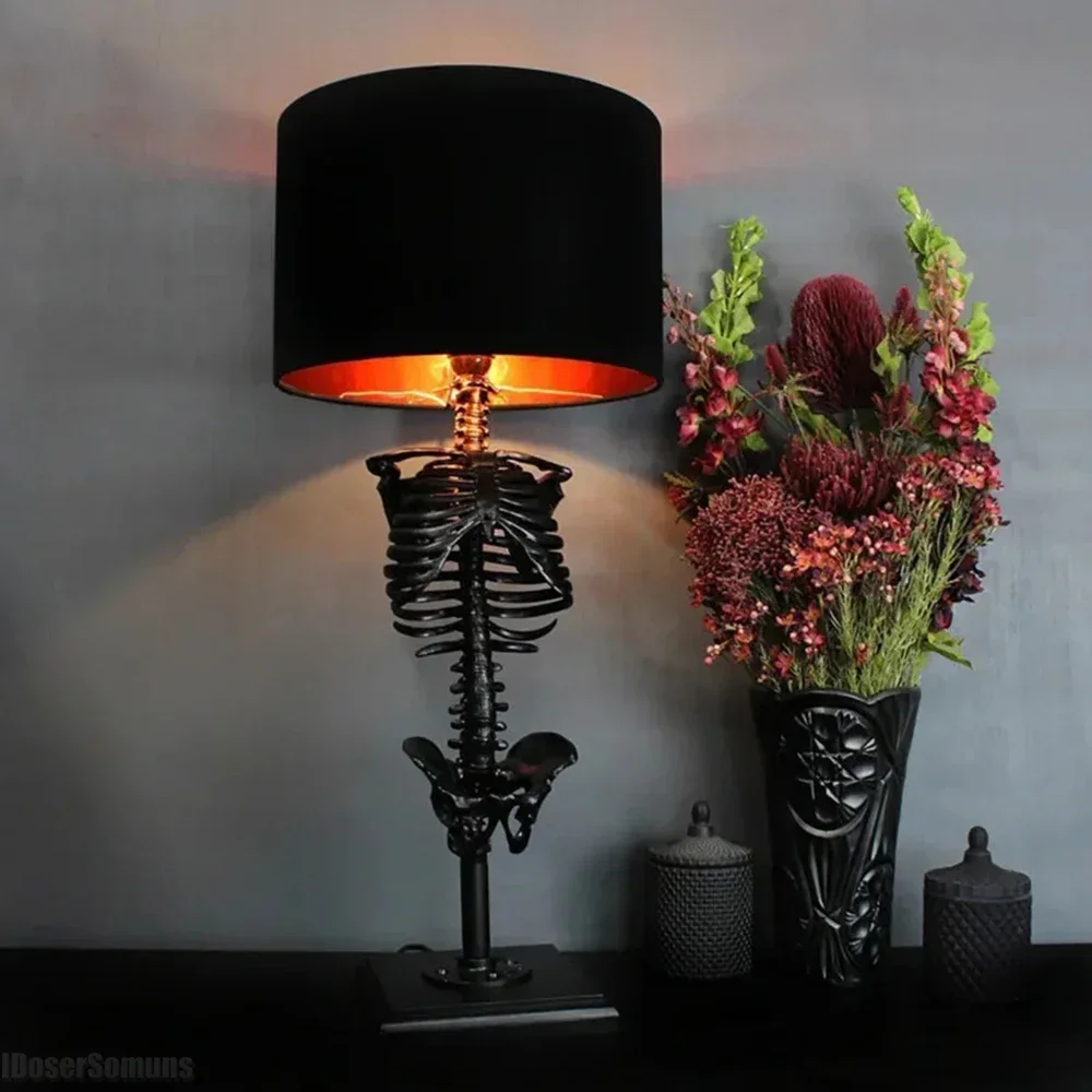 

2024 Horror Atmosphere Skeleton Table Lamp 3D Statue Room Decor Party Supplies Skull Night Light Halloween Decoration Crafts