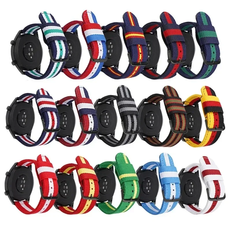 Universal Striped Nylon Canvas Watch Strap with Quick Release - Unisex, Multiple Sizes