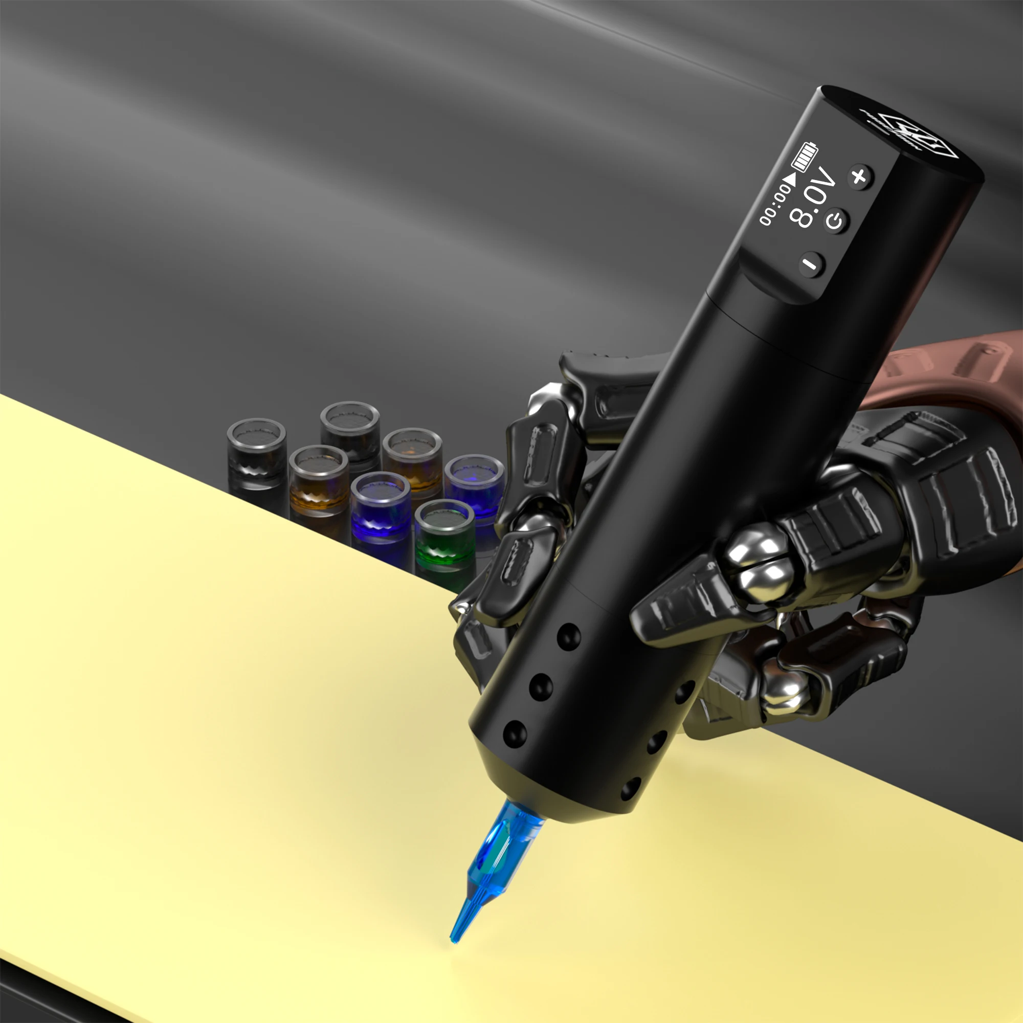 POSEIDON Tattoo Pen Kit Rotary Wireless Tattoo Machine Kit Coreless Motor Gun for Artist