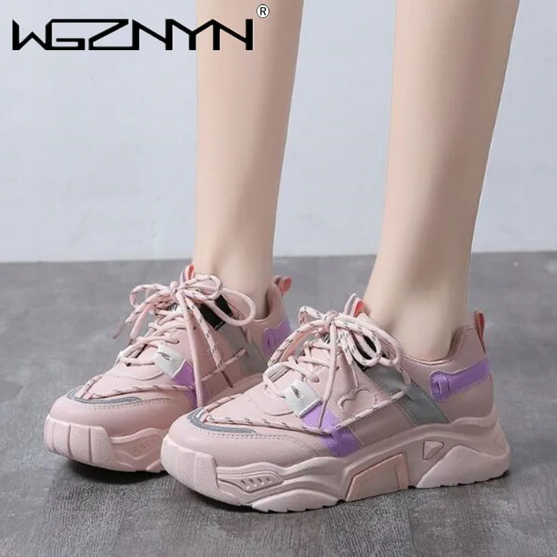 

Женские массивные кроссовки, дышащие спортивные туфли на платформе, удобная повседневная обувь ручной работы