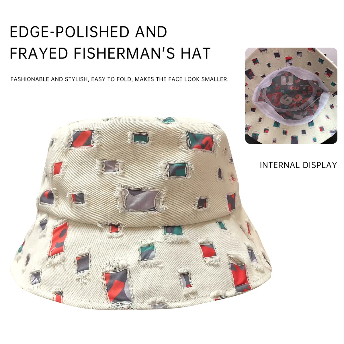 Ripped Style Solid Color Wide-Brimmed Bucket Hat for Women, Face-Slimming Sunshade Bucket Hat for Men, Cool and Casual Hat, Trendy and Cute Fashion for Shopping and Hiking