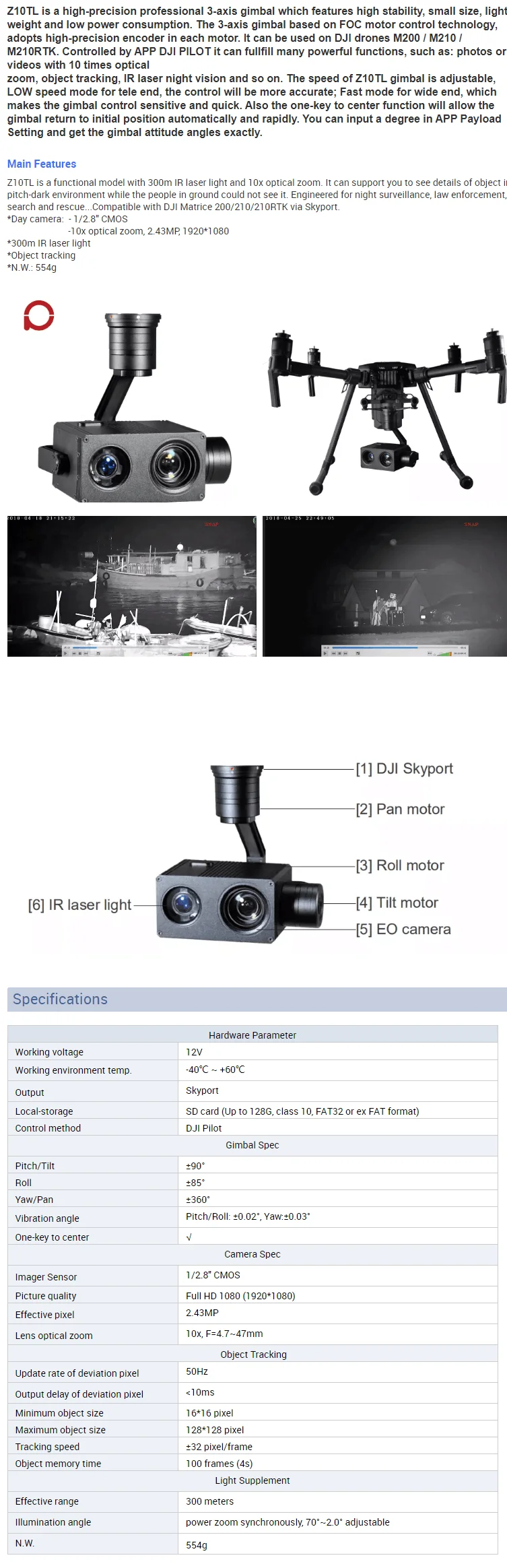 Sac15af96d1d14982a62824b2f3e5117eA Z10TL 10x Zoom IR Laser Night Vision Object Tracking Gimbal camera payload for DJI UAV drone accessories