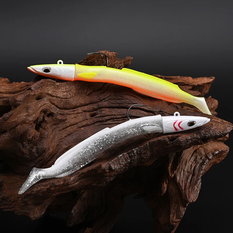 BLUX Vibrant Soft Eel Fishing Lure with Paddle Tail and Jig Head Hook - Saltwater Artificial Bait