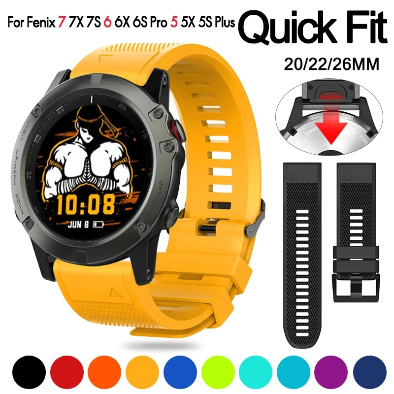 Watch strap quick release strap for Garmin Fenix 3 5 5X 5S Plus 6 6X 6S Pro 7 7S 7X 945 smart watch band 26 22 20mm straps silicone bracelet