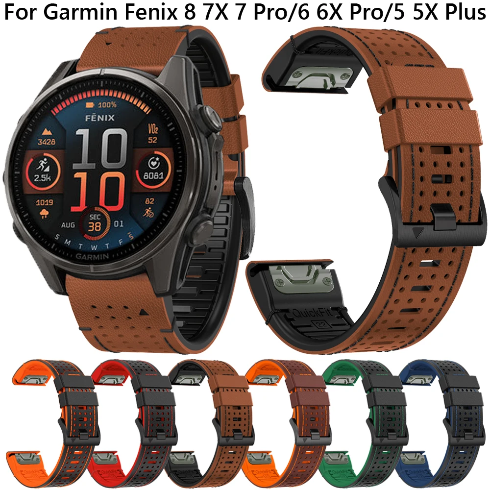 Versatile Quick Fit Silicone and Leather Watch Bands (22mm/26mm)